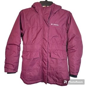 Columbia Women's Burgundy Faux Fur Hooded Full Zip Puffer Jacket Size M